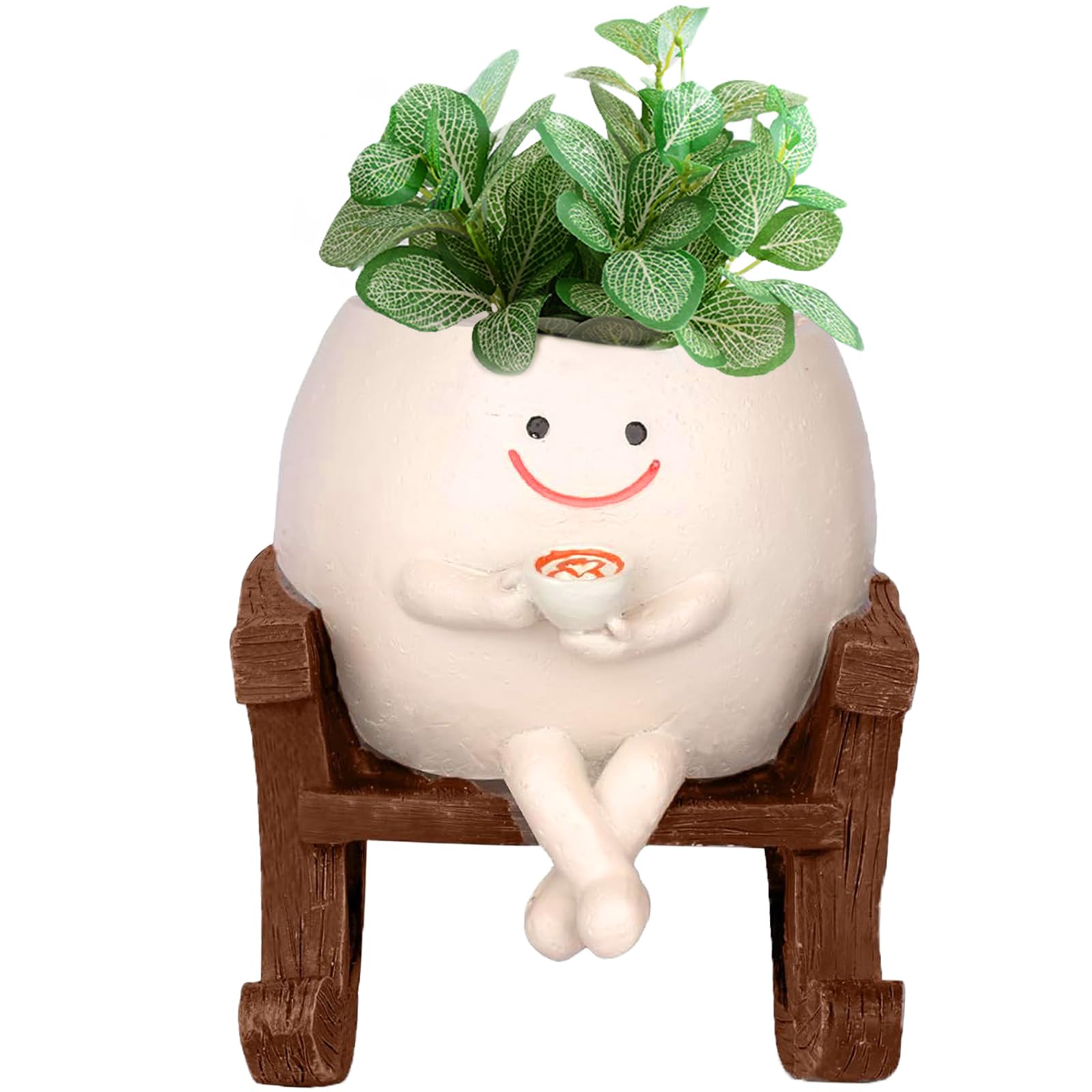 Pot de fleurs avec visage souriant, pots suspendus avec visage de balançoire, amusant pour plantes succulentes