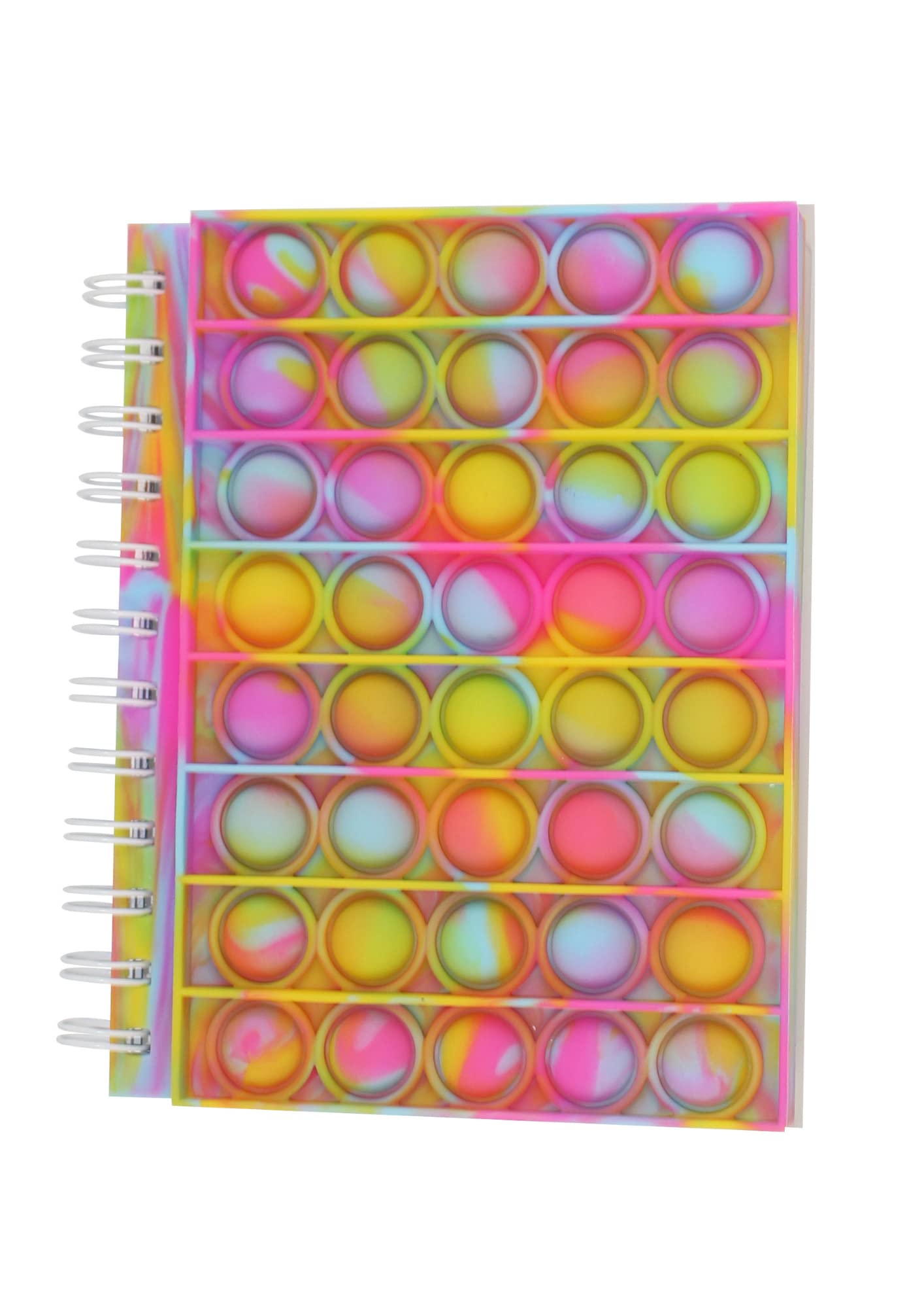 Channie's Bubble Pop Spiral White Paper Notebook, Push Pop It Fidget Toy Writing Book Journal