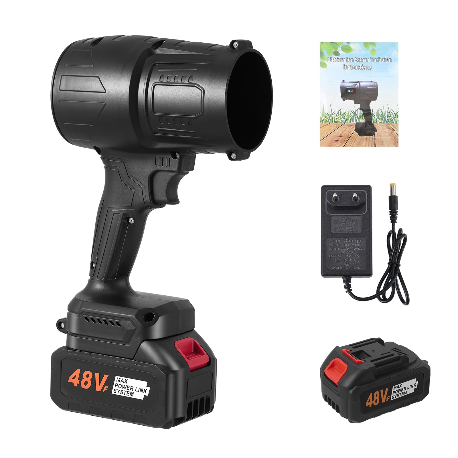 Pequeño soplador de hojas inalámbrico, batería de soplador de polvo,soplador de polvo eléctrico portátil,Soplador de mano (negro)