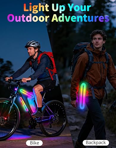 Miniatura 7 de BELEEV Marco de luz LED para montar de noche, 11 efectos intermitentes, funciona con pilas, se adapta a bicicletas, scooters eléctricos, accesorio