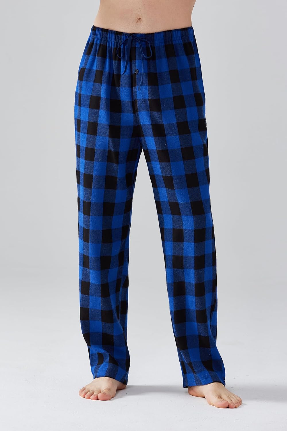 Mens Pajama Pants Flannel Cotton Plaid Sleep & Lounge Pants, PJ Bottoms with Pockets and Button Fly - Image 5