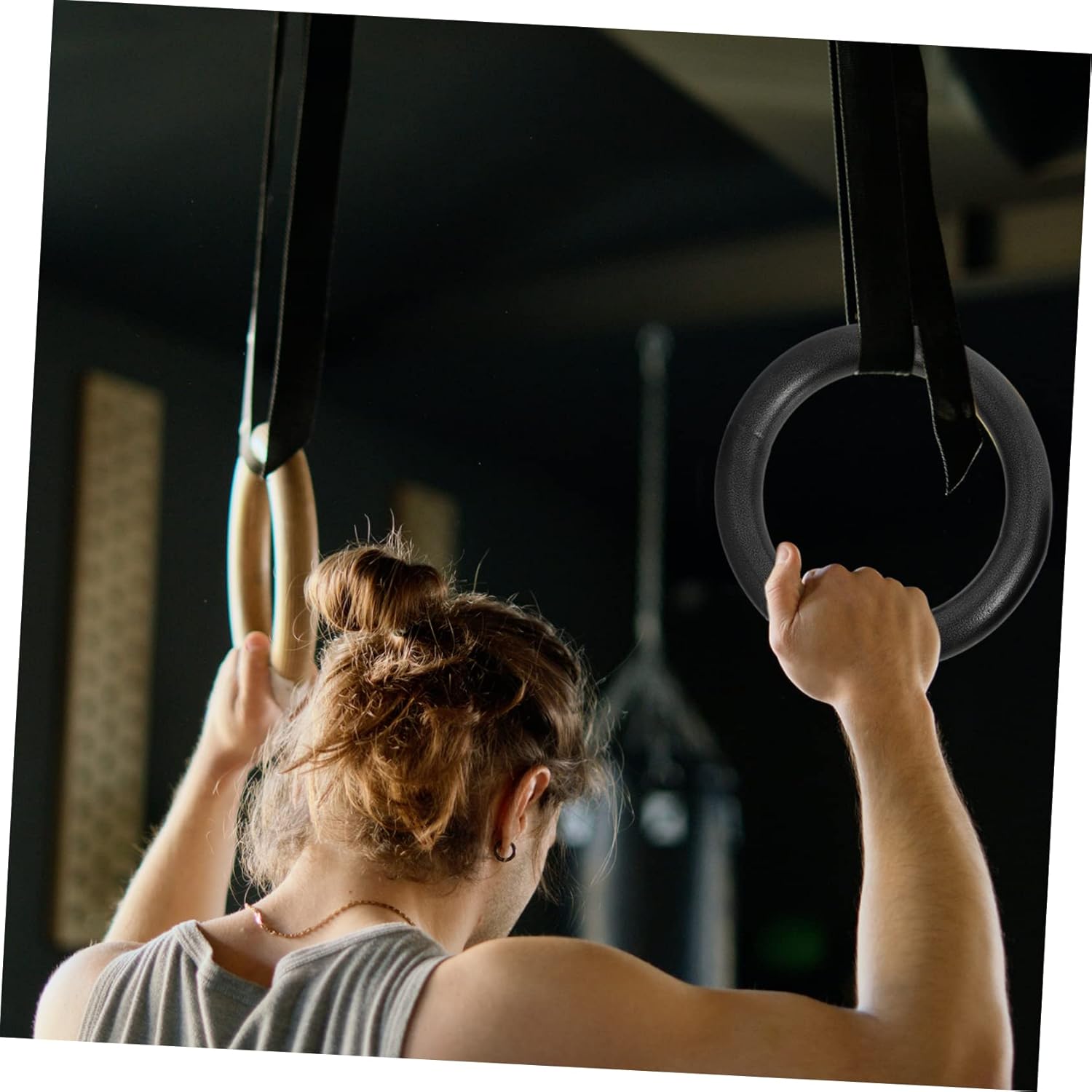 2pcs Portable Fitness Rings Gymnastics Ring Set Ergonomic Design Easy to Clean for Home Campus Workout