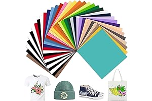 36-Pack 12"x10" Heat Transfer Vinyl for Circut, Easy to Cut & Weed HTV Vinyl Sheets