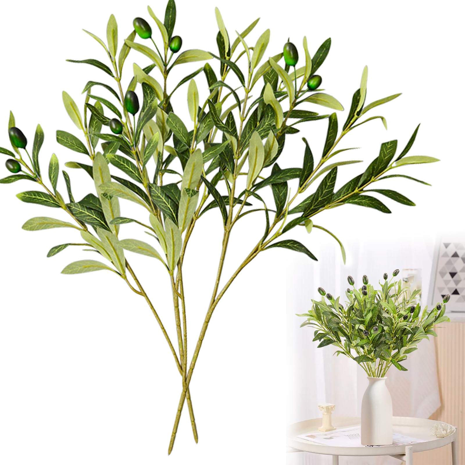 Amazon｜Bacucine オリーブの葉 造花 6本セット オリーブ 人工観葉植物