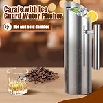 Smooth Silver Stainless Steel Water Pitcher with Ice Guard, Polished Drinking Pitcher, 1L/1.5L/2L Metal Water Pitchers for Restaurants, Restaurant Water Pitcher, Metal Pitcher (Silver 2L)