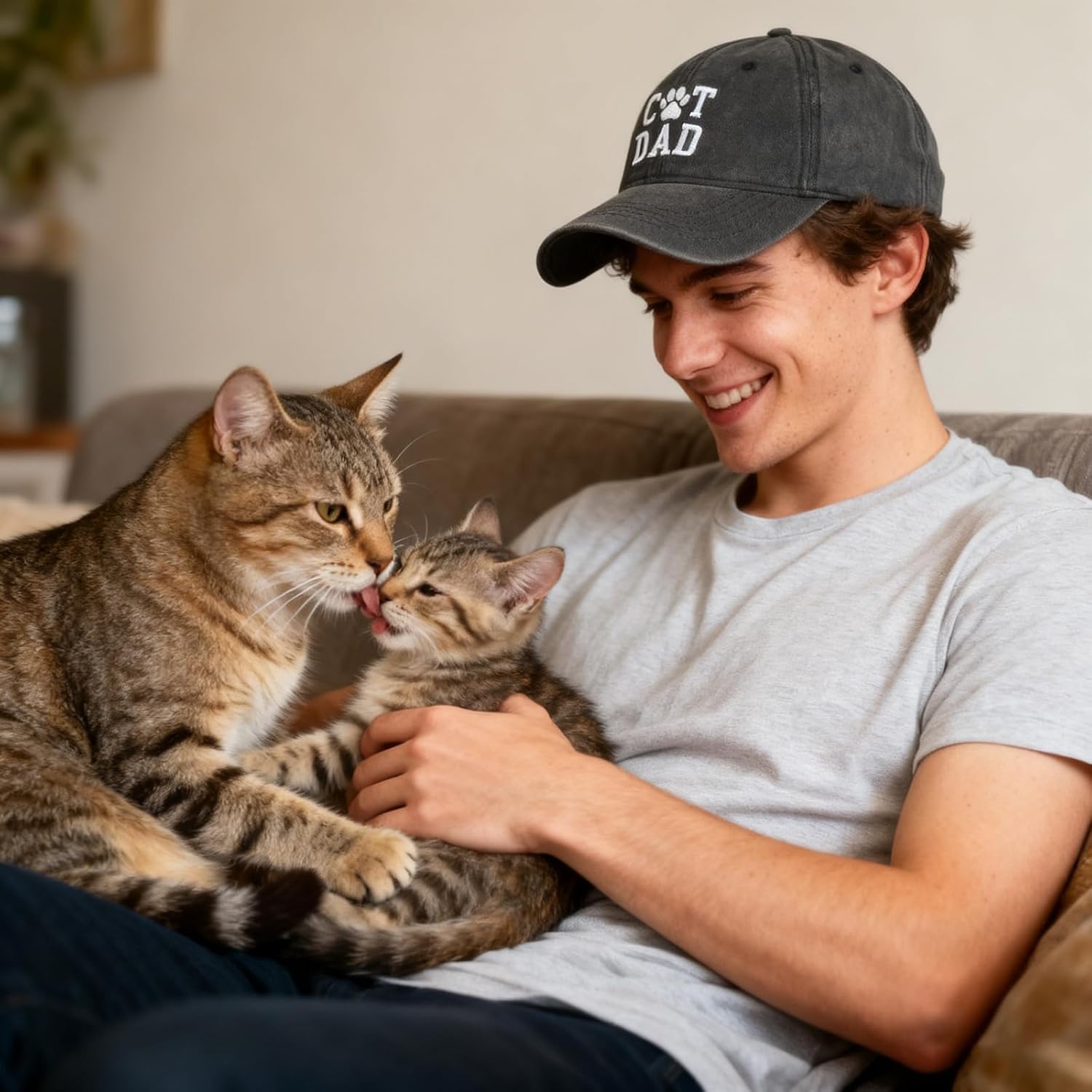 Embroidered Vintage Washed Cotton Baseball Cap, Adjustable Unisex Pet Dad Hat for Men Women Outdoor Casual Gift - Image 2