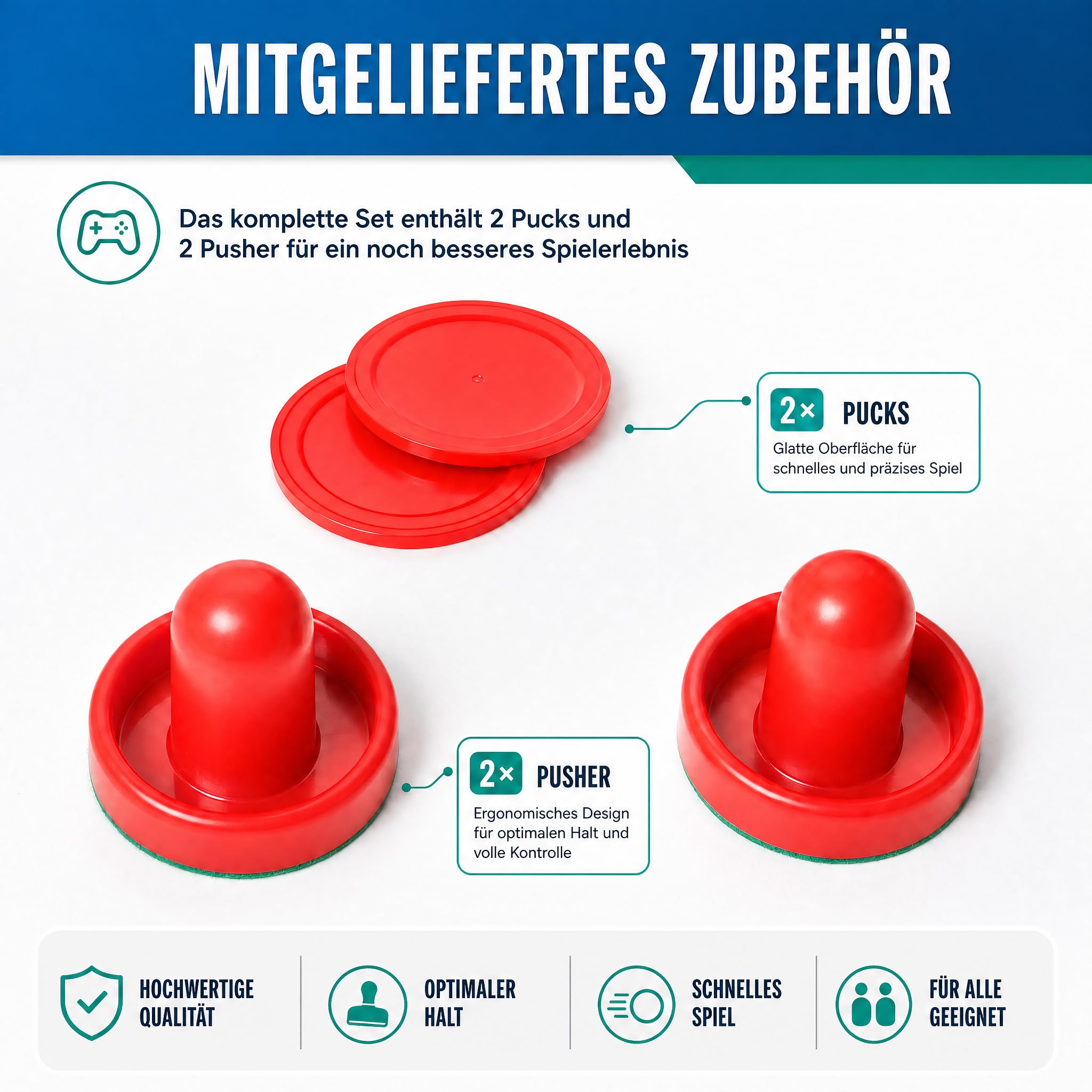 hotsizz Air Hockey Tisch, faltbar, 138 × 61 × 76 cm, ausgestattet mit zwei Schlägern und zwei Pucks, geeignet für Erwachsene und Kinder.