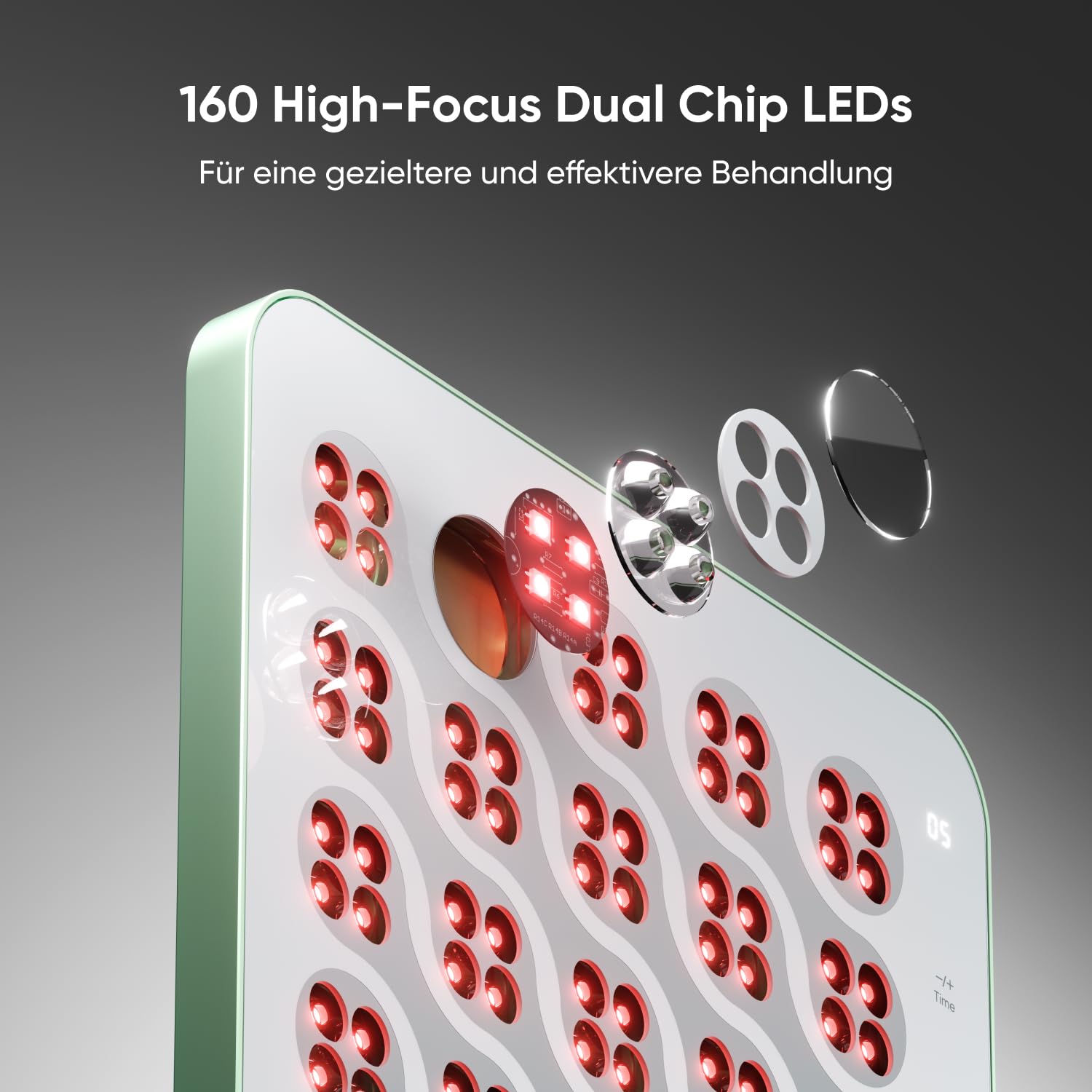 Nanoleaf Rotlichtlampe, Infrarottherapie für Körper & Gesicht, 160 LEDs (jeweils Rot 630 + Nahinfrarot 850 nm), Red Light Therapy Panel mit 4 Intensitätsstufen, Timer, Brille + Ständer