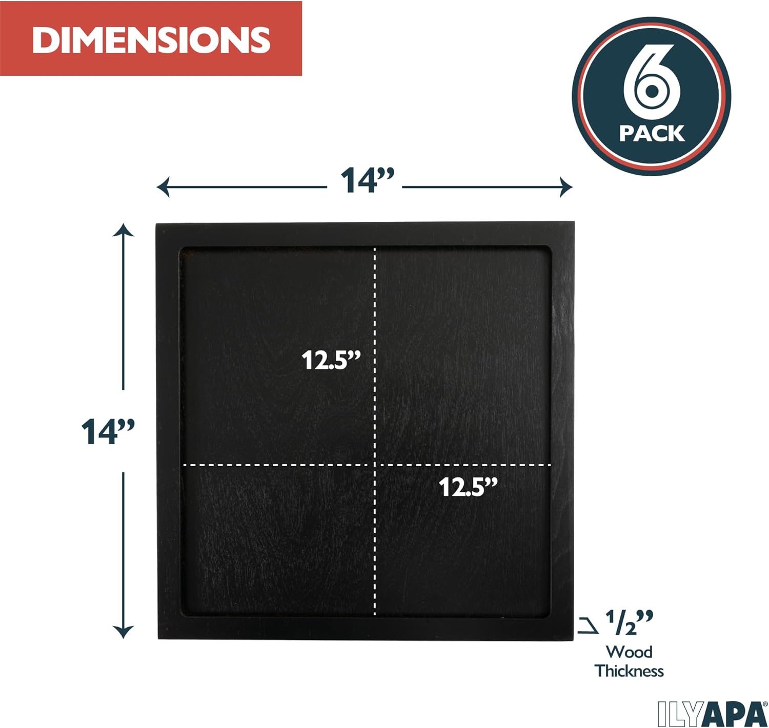 Ilyapa Removable Vinyl Record Display Frame - 6 Pack Wood Record Album Frame for Wall - Display & Play, Easily Slide your Album Artwork Sleeves In & Out - Espresso