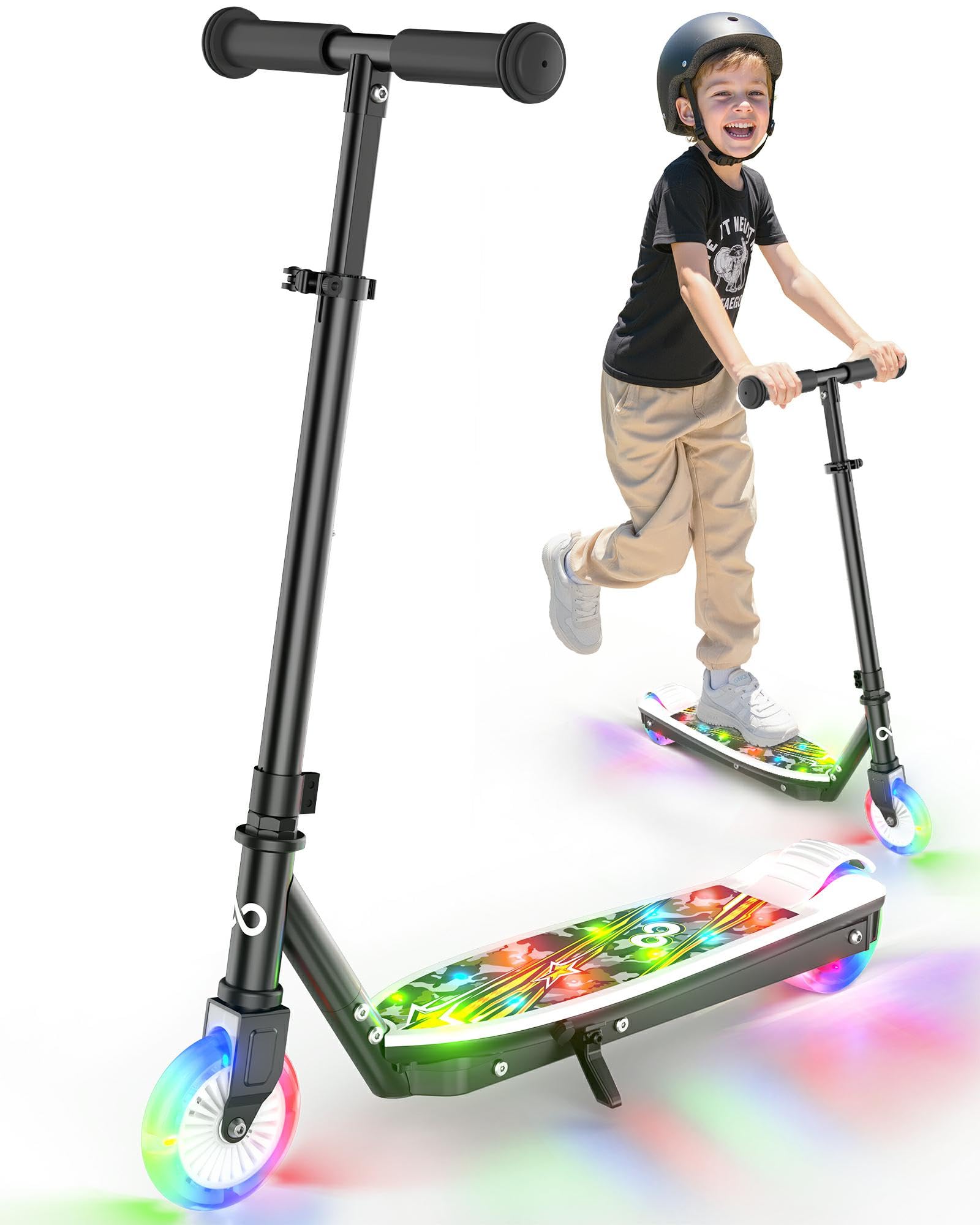 Gyroor KS2 Kids Electric Scooter with LED Lights Safe 5 MPH Speed Foot Sensor Start Adjustable Handlebar Fast