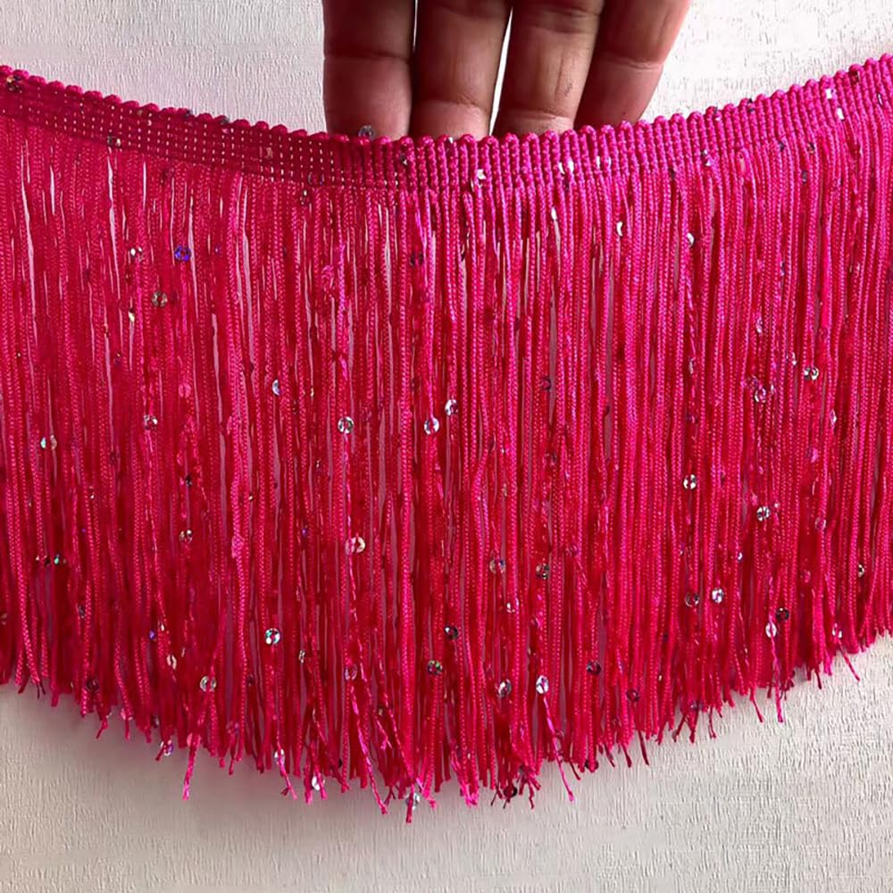 YYCRAFT Fransenborte Mit Quaste – 10 Meter, 10 Cm Breit, Rosa Für DIY, Nähen & Dekoration