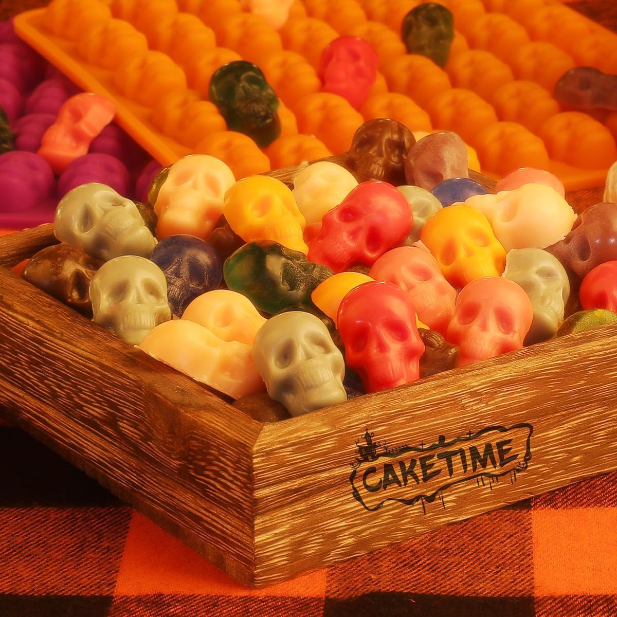 Skull Silicone Molds, Halloween Gummy Chocolate Molds 4 Pcs Mini Skull Mold image 5