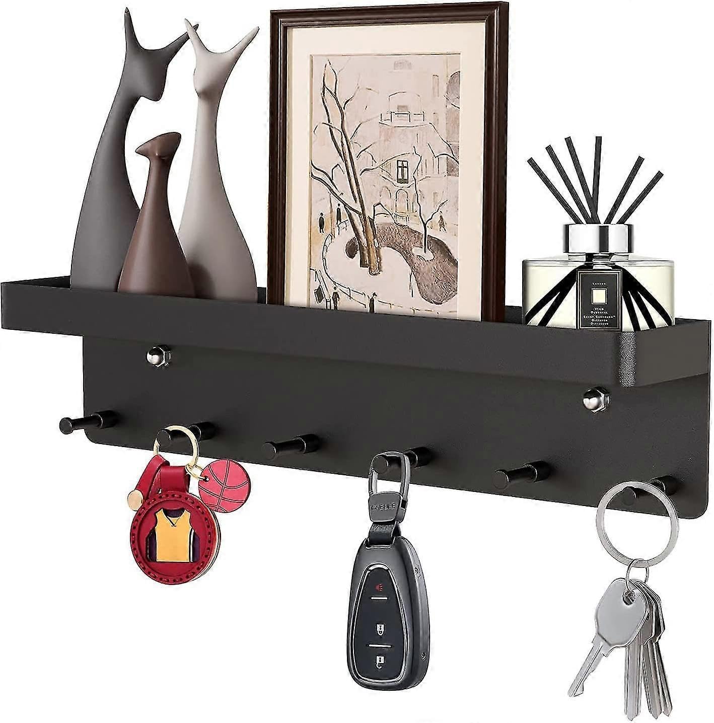 JOYHAPPST Key Rack with Shelf Self-Adhesive Key Holder Without Drilling Modern Key Hanger Key Stor