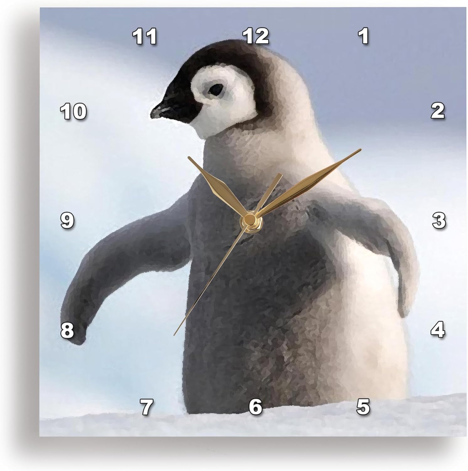 3drose Baby Penguin Wall Clock, 10 by 10-Inch
