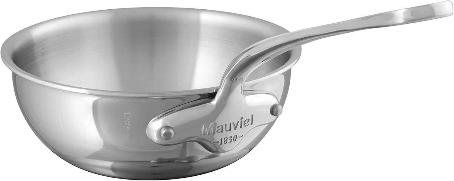 Mauviel M'Cook 5-Ply Polished Stainless Steel Chef Pan, And Cast Stainless Steel Handle, 3.8-qt, Made In France