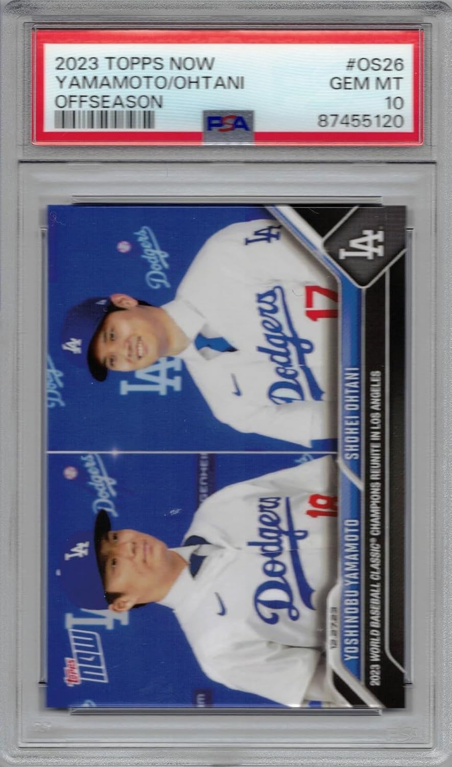 2023 Topps Now #OS-26 Yoshinobu Yamamoto Shohei Ohtani Baseball Card Dodgers Graded PSA 10 Gem Mint