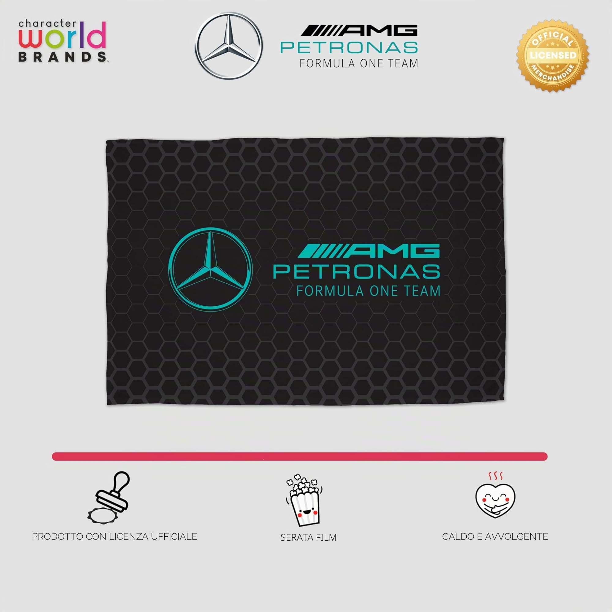 Mercedes AMG Petronas Coperta in pile ufficiale 100x150 cm Stealth Formula Uno nera