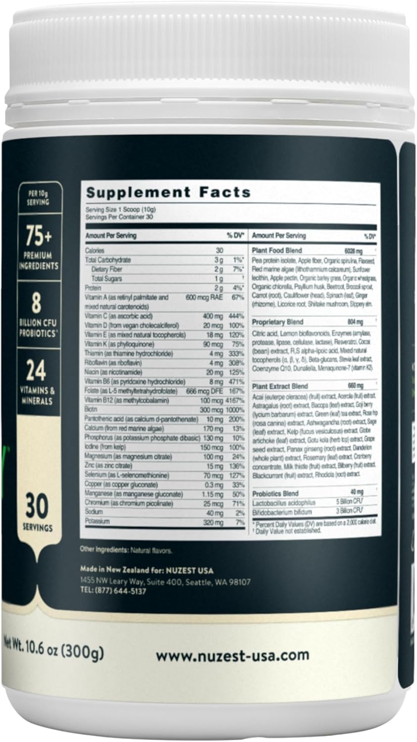 Nuzest Greens Powder Good Green Vitality – Vitamins, Minerals & Superfoods – Vegan Multivitamin Supplement (300g) - Image 2