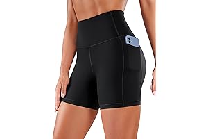 Naked Cotton Women's High-Waisted Yoga Spandex Gym Shorts with Side Pockets