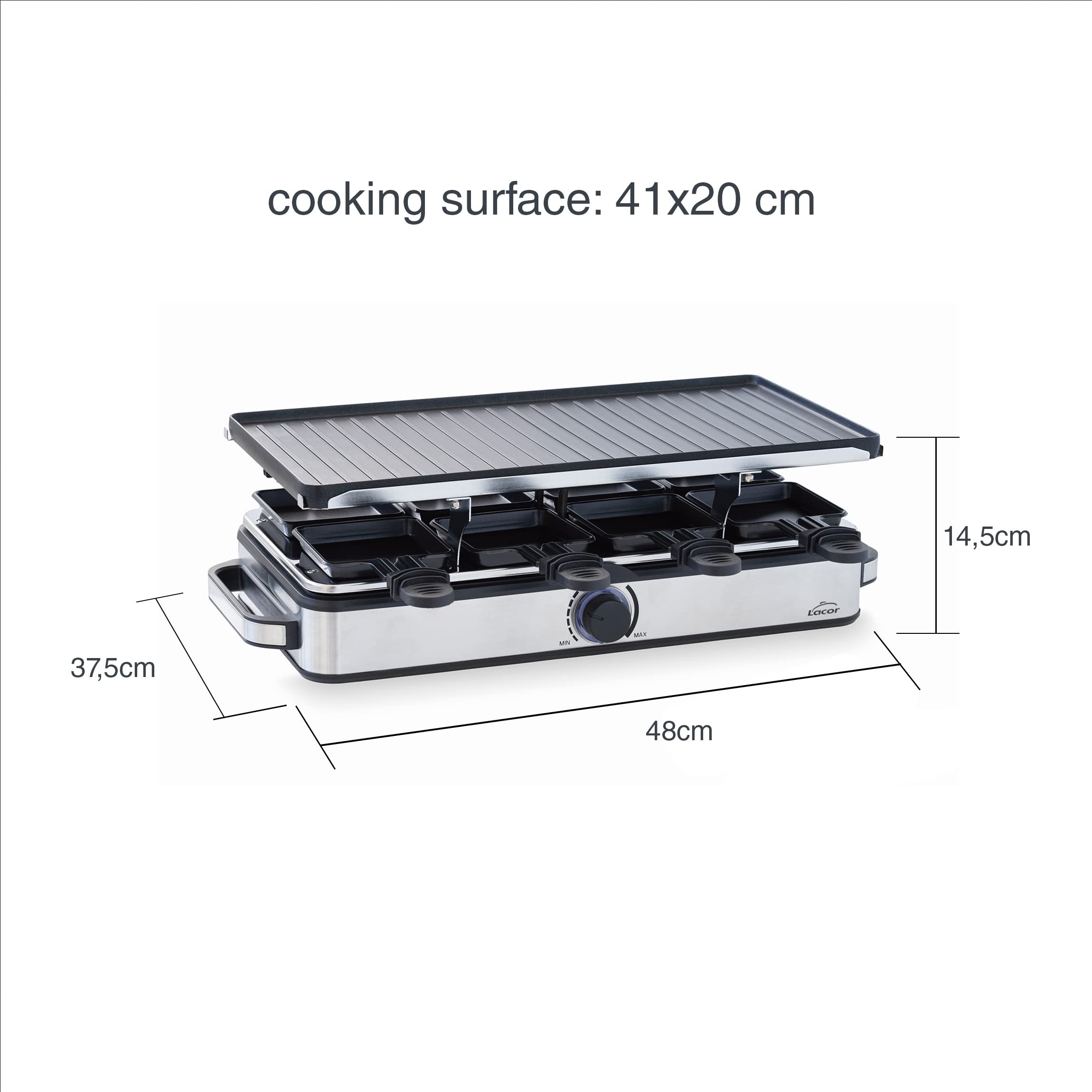 Lacor Żelazko Grill Kuchnia Raclette 1400W 41x20 cm Odwracalny Non-Stick