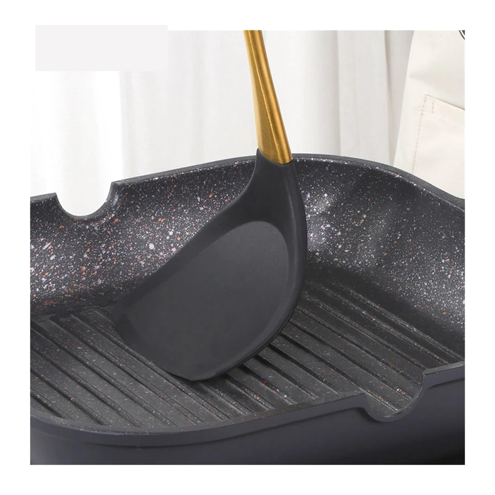 Juego de espátula antiadherente resistente al calor con mango acero inoxidable(Rainbow No.0)