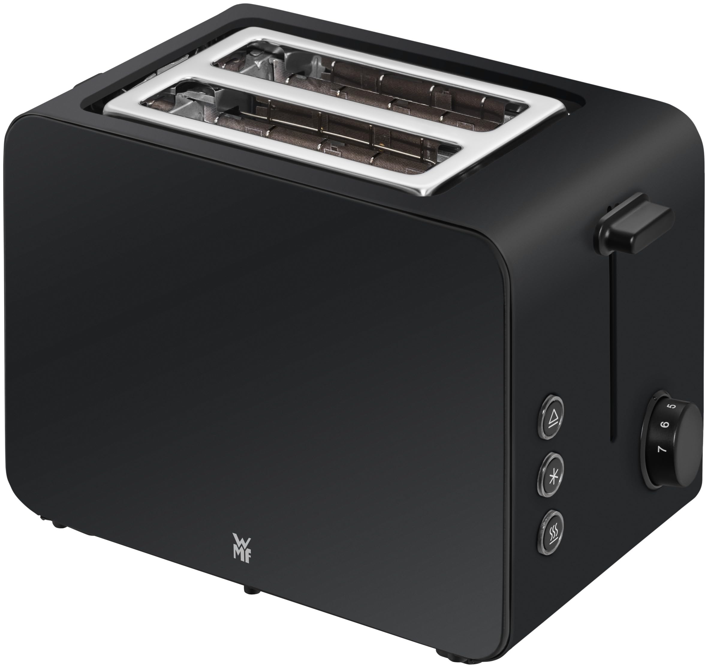 WMF Stelio Tostapane a 2 fette in acciaio inox, doppia fessura con inserto per panino, funzione bagel, 7 livelli di doratura, 900 W, tostapane in acciaio inox nero opaco
