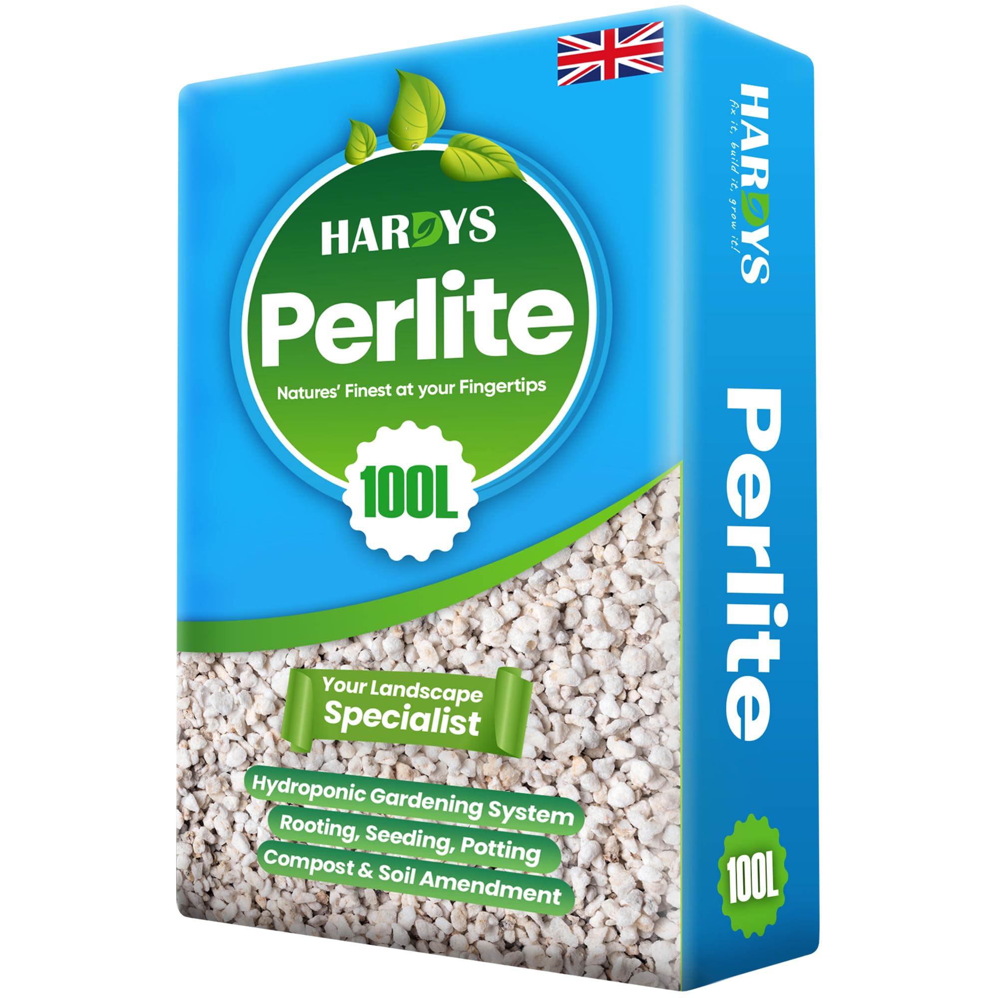 Hardys Perlite for Plants 100L - Horticultural Grit Compost, Soil, Succulent Potting Mix Additive - Natural Volcanic Rock Graded 2-4mm for Bulk Growing, Rooting, Cutting, Potting