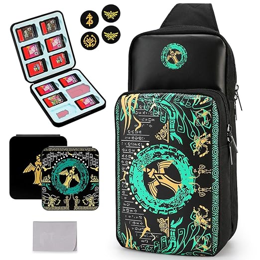 Nintendo May Release Special Switch Edition with The Legend of Zelda: Ocarina of Time Remake 8 71EivMd0 mL. SX522 Owngen Cute Travel Bag for Nintendo Switch/2/Lite/OLED, for Tears of the Kingdom Portable Sling Shoulder Crossbody Carrying Storage Accessories Backpack with Cute Game Card Case, 4 Thumb Grip Caps
