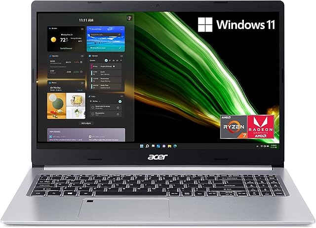 Acer Aspire 5 Slim 15.6" FHD IPS Premium Laptop | AMD Ryzen 7 3700U | Backlit Keyboard | Fingerprint Reader | Windows 11 (Silver, 8GB DDR4 | 256GB SSD)