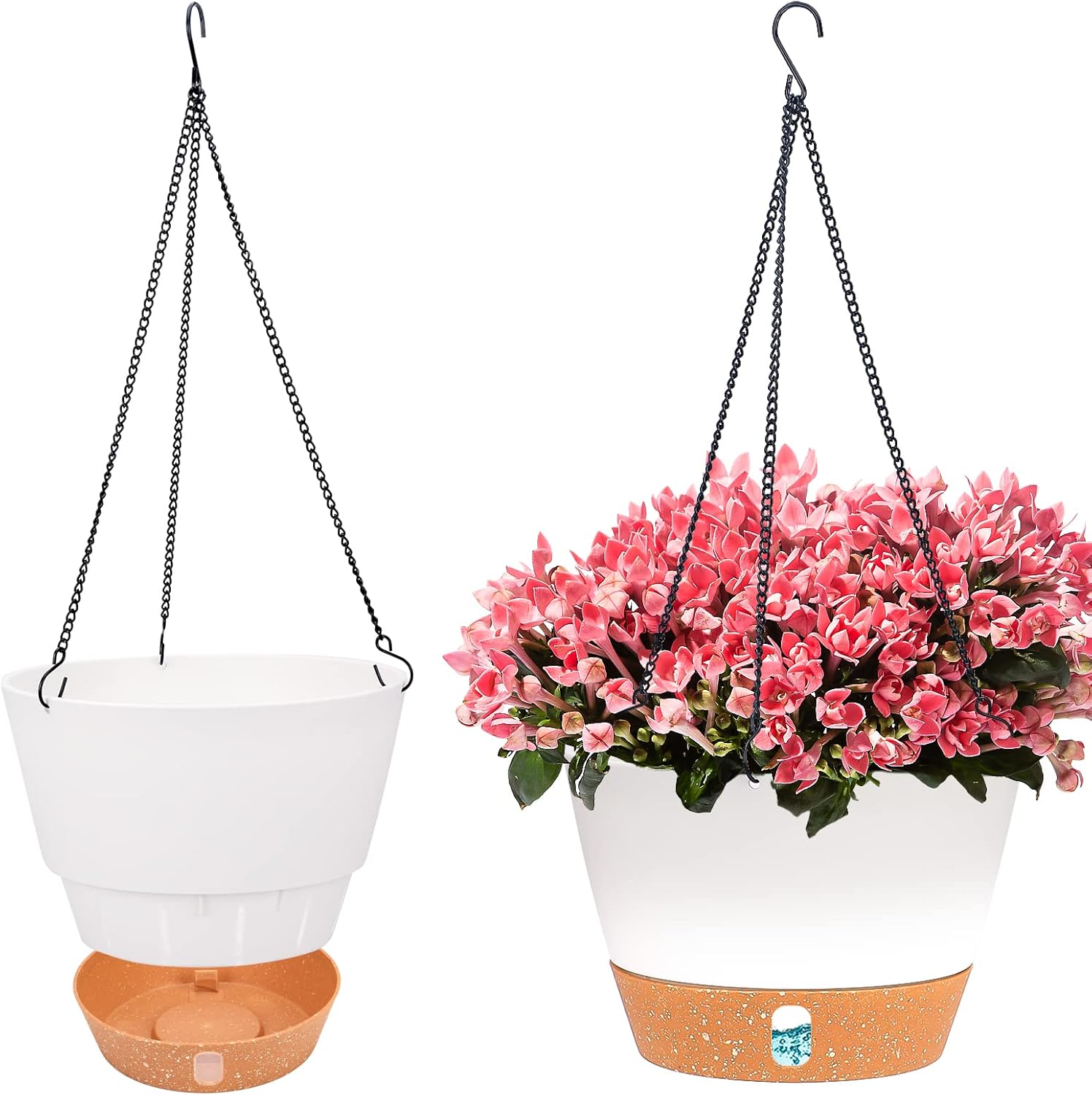 Gabrella 2 Pack Hanging Planters, 10 Inch Hanging Flower Pots Set with