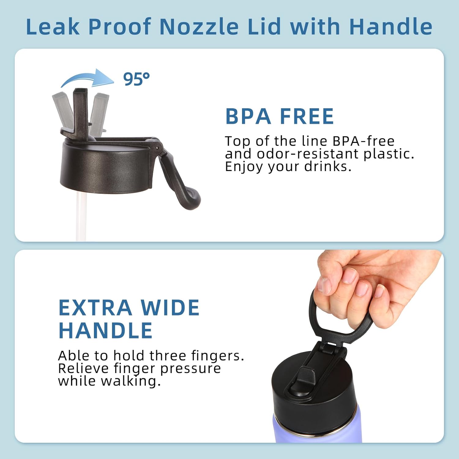 Volhoply 16 OZ Kids Water Bottle Bulk 2 Pack,Insulated Sports Bottles with Straw Lid,Stainless Steel Bottle with Handle Keep Cold&Hot,Double Wall Vacuum Tumbler Cups for School(Assorted, 2) - Image 5