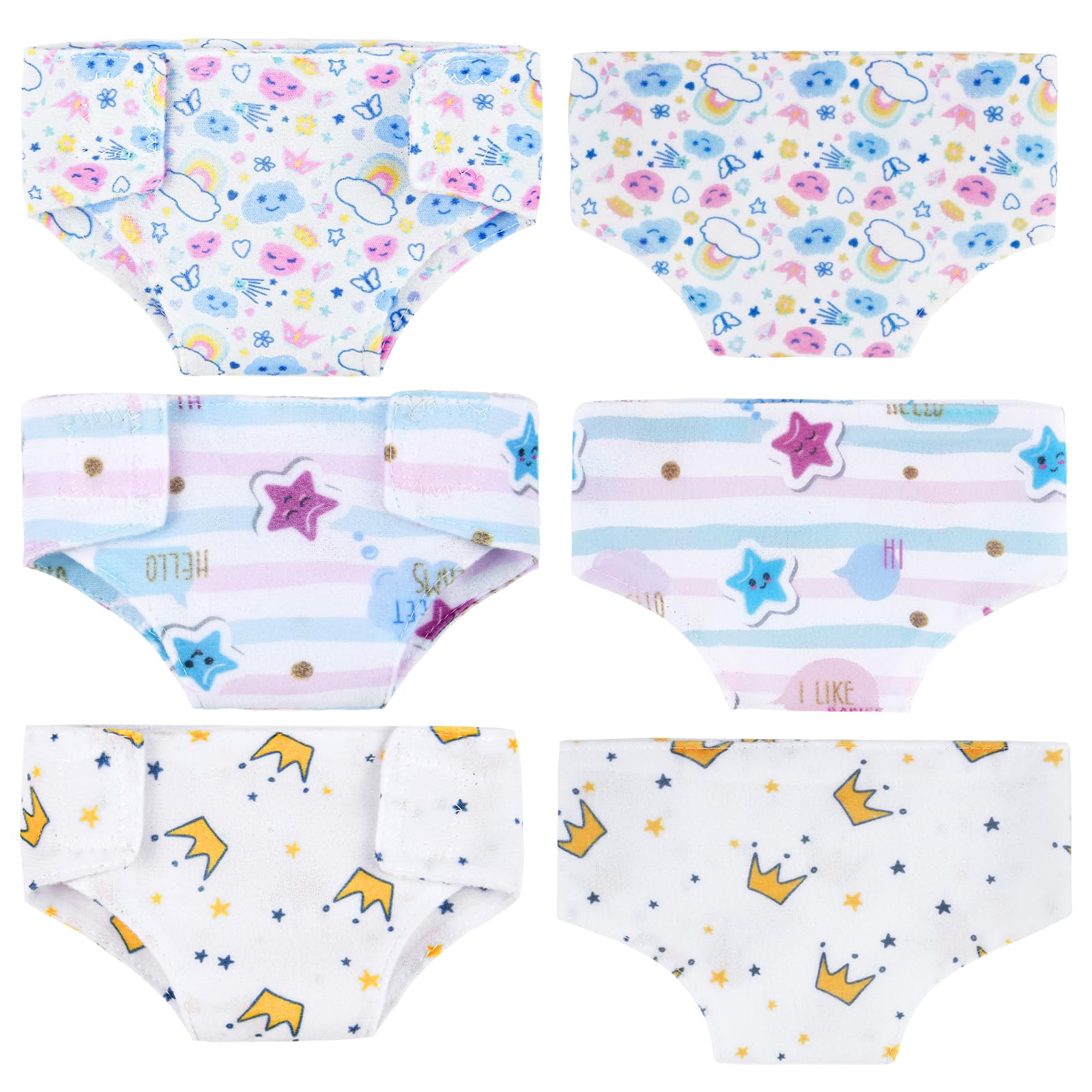 Aolso Bavaglini e Pannolini per Bambole, Set di 9 Accessori per Bambole Bavaglini e Pannolini in Tessuto per Bambole, Calzini per Bambole, Lavabile, Riutilizzabile, Idee Regalo per Bambini