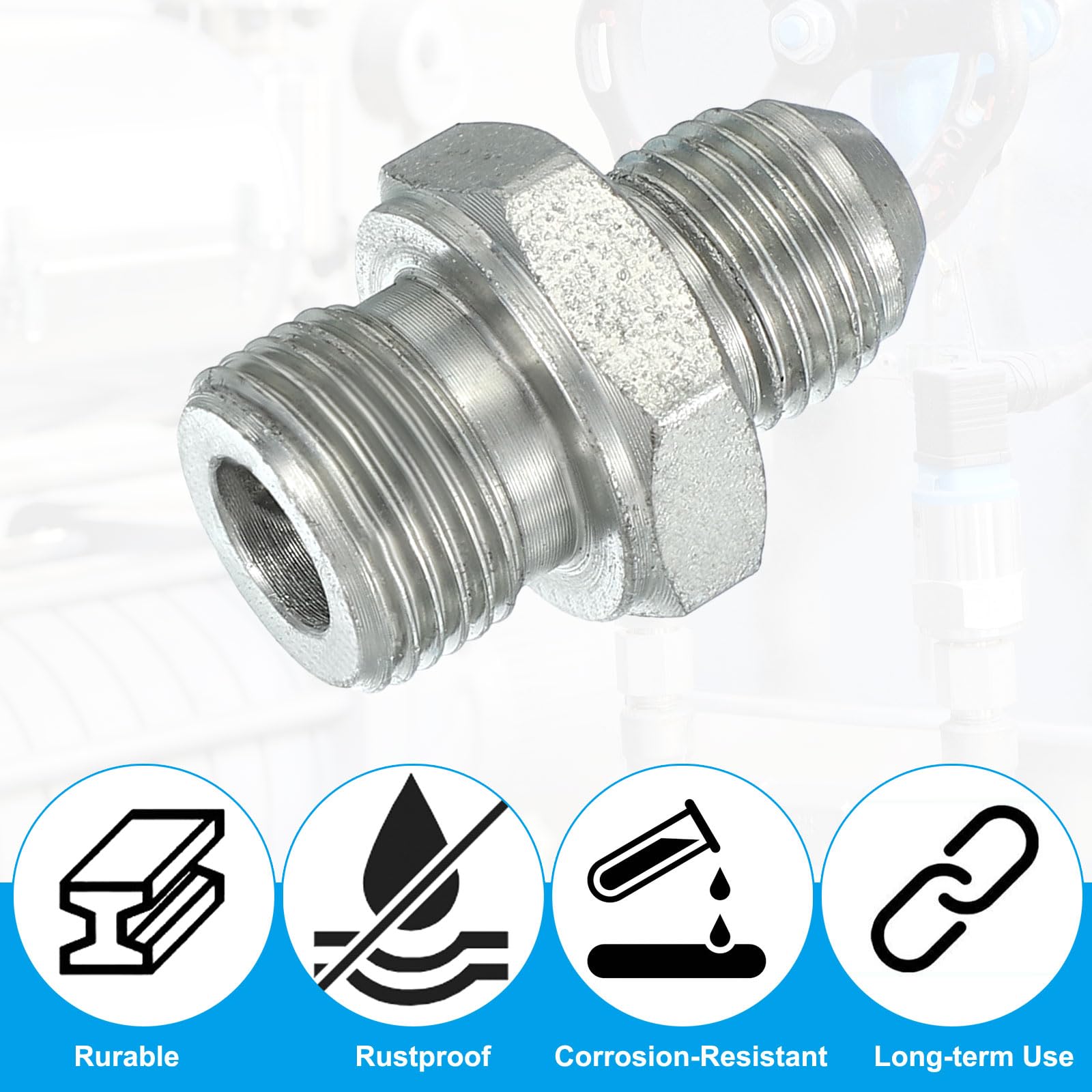 PATIKIL Raccord De Réduction Hexagonal Adaptateur De Tuyau 9/16" Mâle 37° Flare JIC x 3/8" BSPT Mâle, Raccord De Réduction En Acier Plaqué Pour Hydraulique