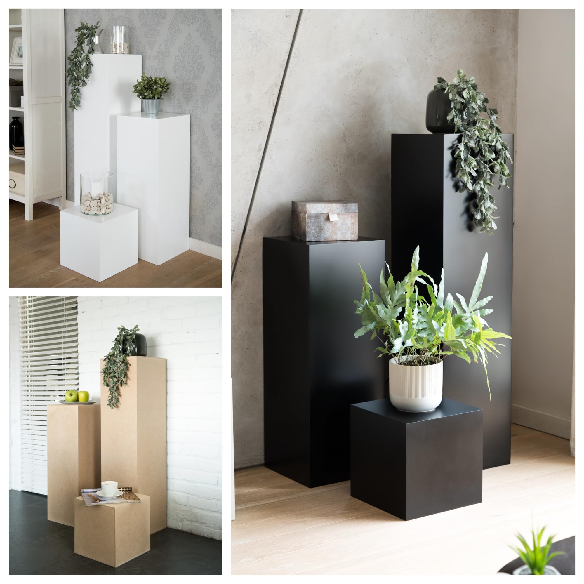 DECOKTIVO Dekosäule MDF, Blumensäule Wohnzimmer, Blumenständer, Podest Deko, Pflanzenständer, Stabiler Sockel, Modernes Design, 110x30x30 Cm Küche, Haushalt & Wohnen