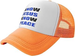 Haebfsl Know Jesus Know Peace Baseball Hats for Men Adjustable Dad Hat Gift for Men/Women Trucker Cap Orange