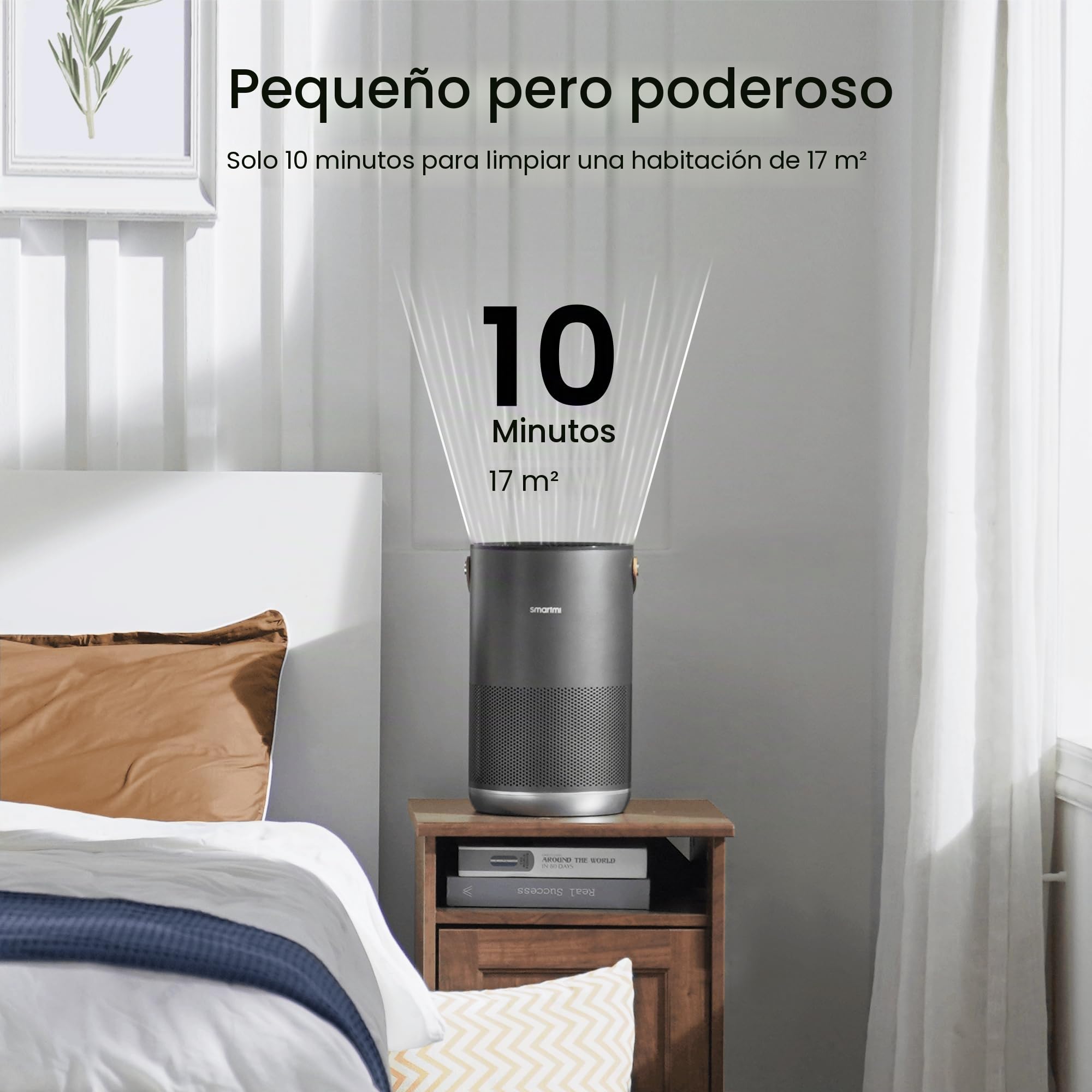 smartmi Purificadores de aire para el hogar, funciona con HomeKit Alexa, purificador de aire inteligente con mango, modo automático, 19 db, partículas de 0.08 µm capturadas, P1 gris oscuro