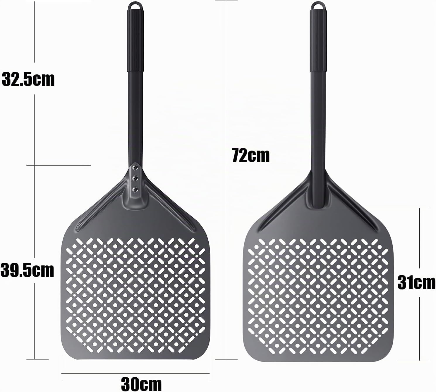 30cm & 23cm Pizzaschaufel, 30cm Pizzaschaufel aus hart eloxiertem Aluminium mit Griff Guter Griff
