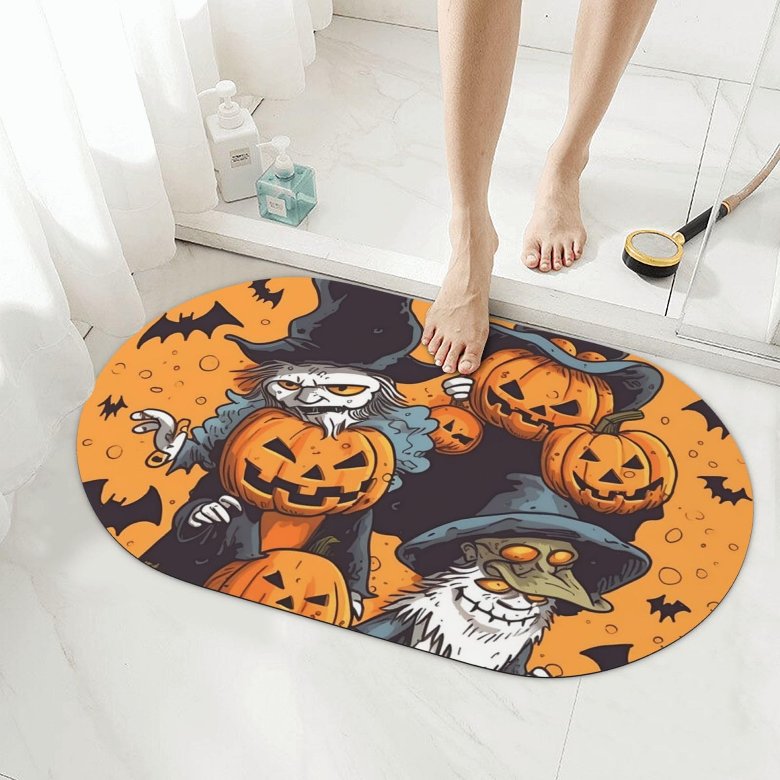 Tapis de bain Halloween en pierre absorbante pour sortie de douche
