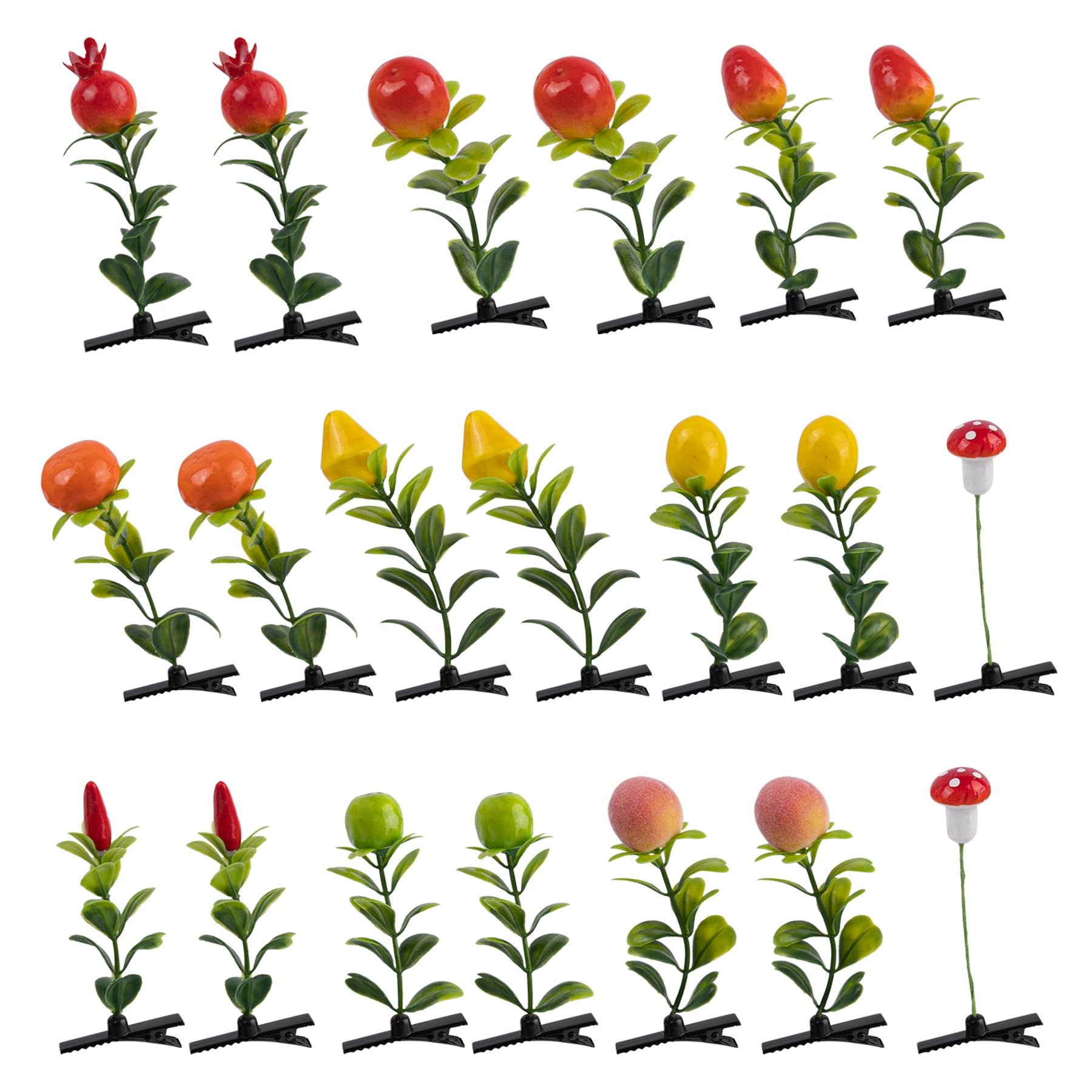 Framendino20 Pack 10 Styles Fruit Hair Clips Set Cute Fruit Hairpins Lemon Strawberry Peach Hairpins for Women Girls