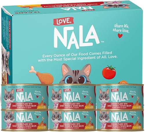 Miniatura 1 de LOVE, NALA - Alimento húmedo natural para gatos adultos - Pollo en capas, batata, tomate en caldo - Sin granos, sin OMG, fibra prebiótica,