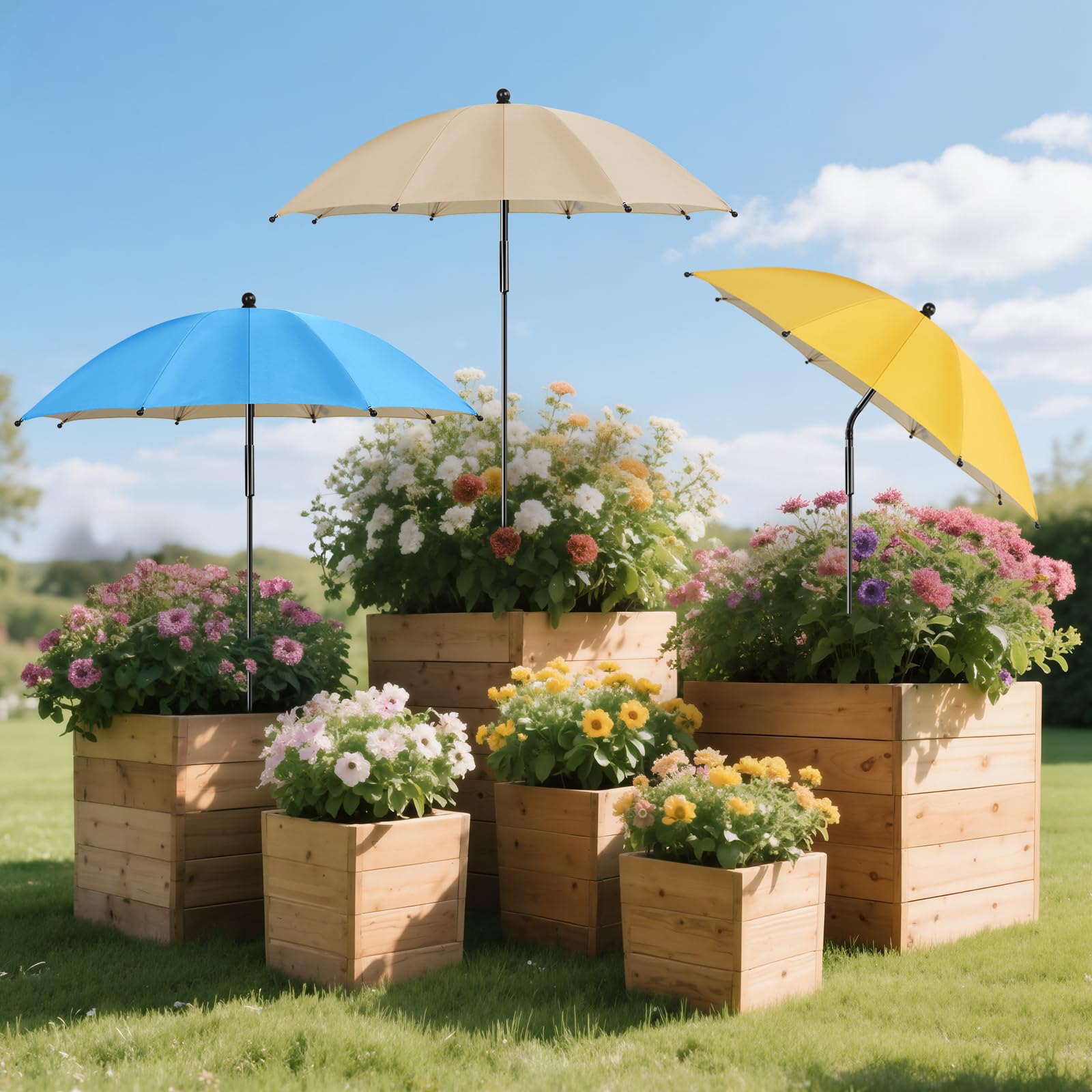 Photo 1 of MEITITI 3 Pack Plant Umbrellas, 41" Adjustable Angle Sun Shade