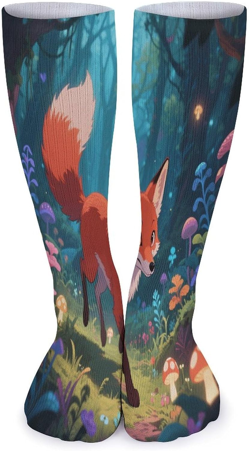 Fox Crew Socks High Stocking Thermal Socks | Tube Socks-Breathable-Moisture-Soft-wicking for Hospital Pilates Yoga for women men Grippy for office and daily walking