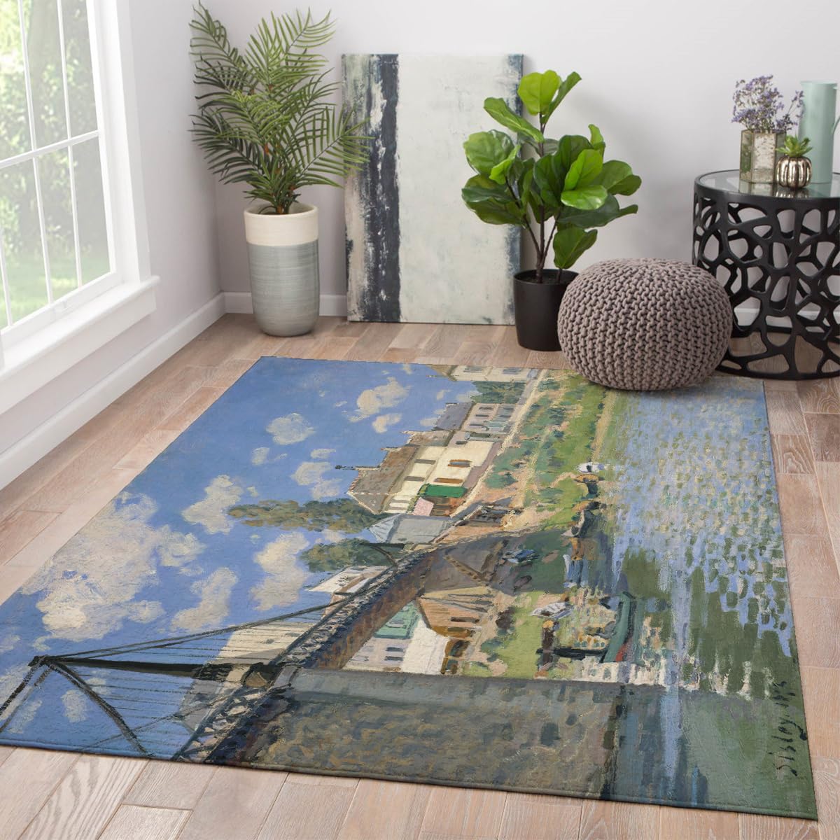 Tapis impressionnisme antidérapant et lavable paysage de pont