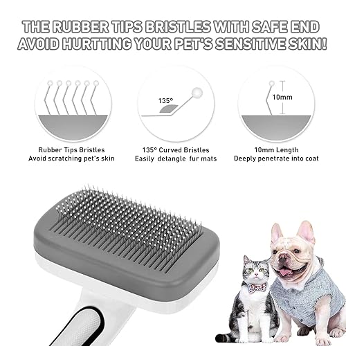 Miniatura 2 de Cepillo deslizante autolimpiante para perros y gatos, para desprender y arreglar cualquier raza de mascotas, elimina los nudos sueltos de la capa