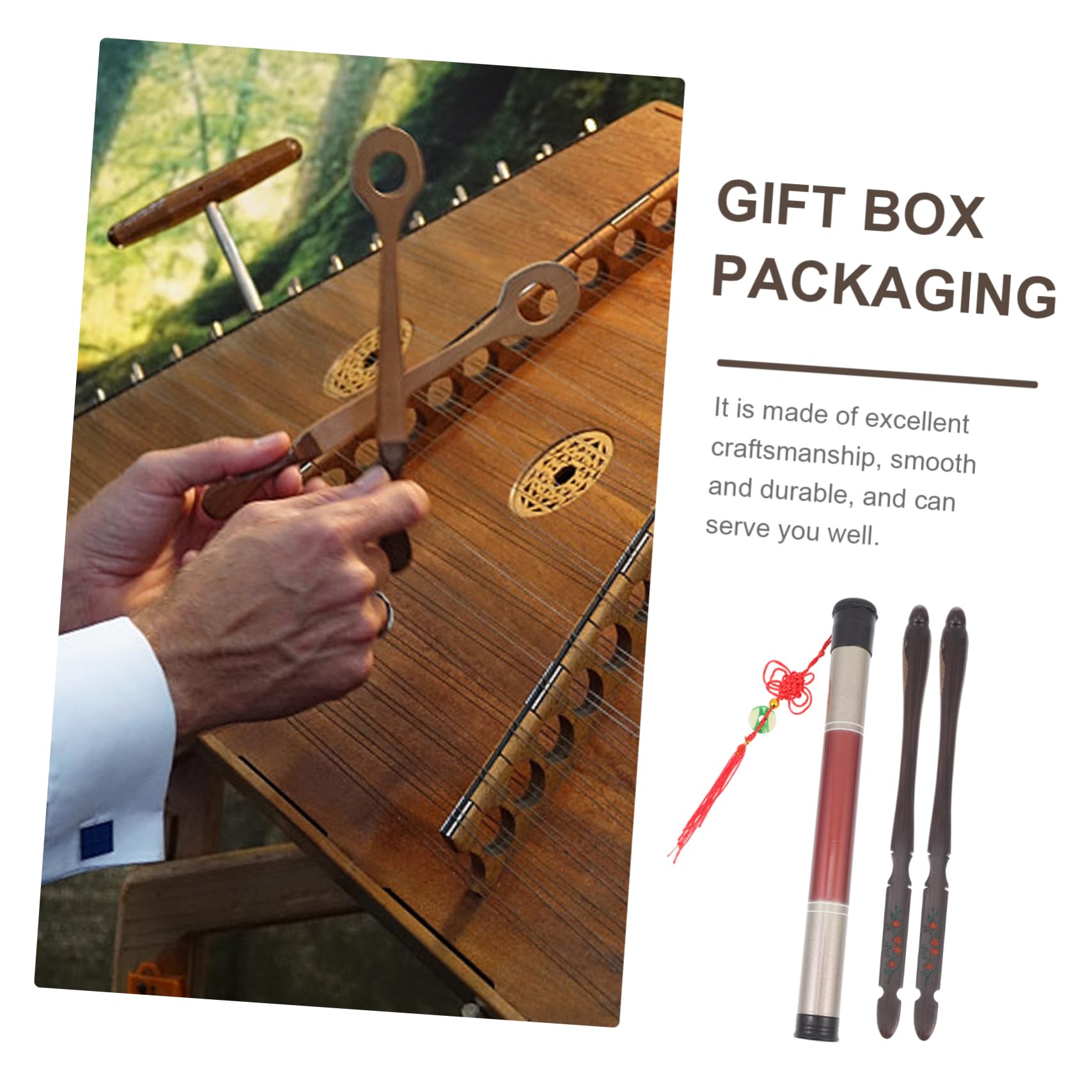 ifundom Set Martelli Accessori per Strumento Dulcimer per Dulcimer a Forma di Volatile in Ebano Nero con Secchiello, Lisci ed Efficienti per Esercizio