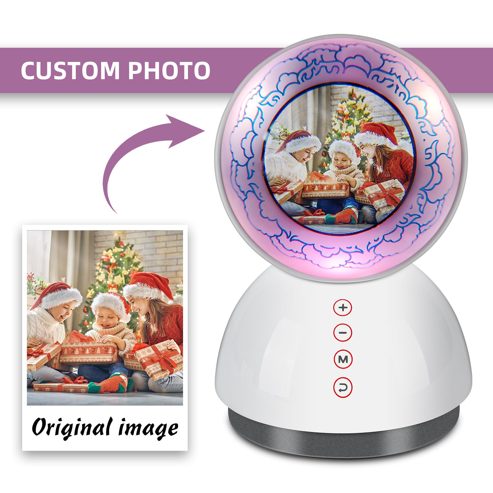 YIBAOCOM 3D Digital Picture Frame,3D Crystal Photo,Digital Clock,Alarm Clock,RGB Night Lights for Bedroom,Gifts for Children,Wedding Gifts for Couples,LCS Display