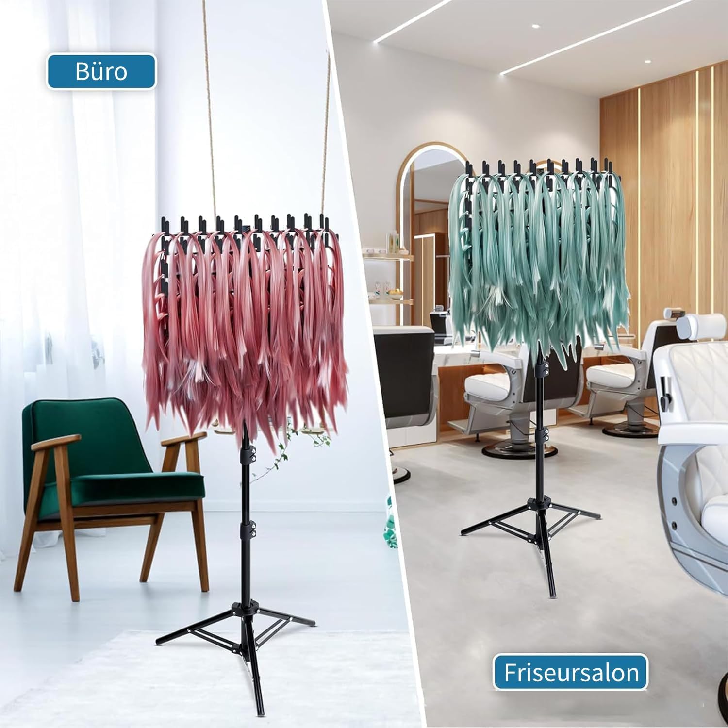 HoldOneLight Verstellbarer Haarständer für Flechtfrisuren, Perückenständer mit 144 Stiften für Friseure und Flechter, Halter für Haarverlängerungen (Weiß)