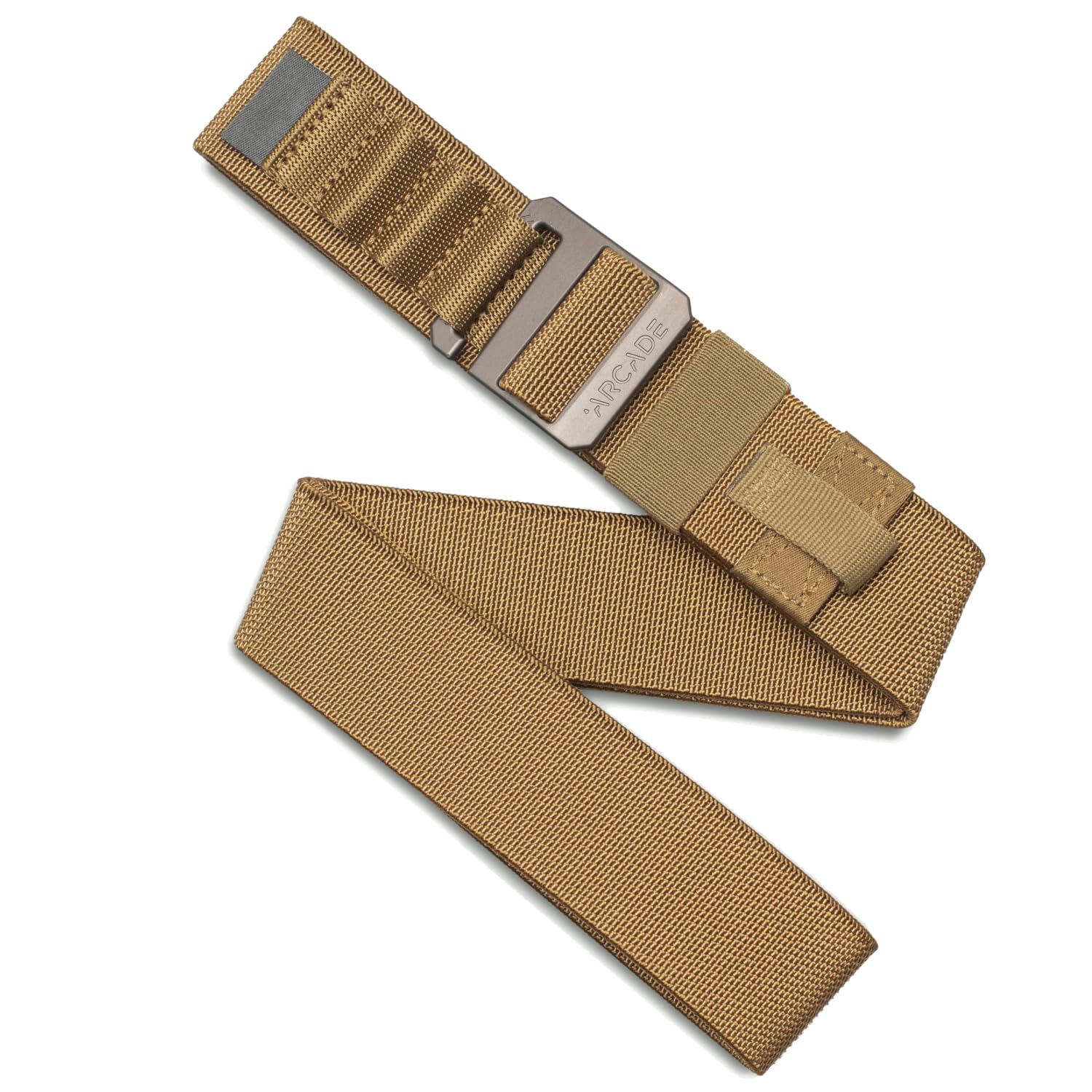 Arcade Belts Hardware Alu Utility Belt - Low-Profile Aluminum Buckle, Heavy Duty Work Belt, Stretch Webbing, Anti-Slip, Coyote, Long | L/XL – Fits up to 52”