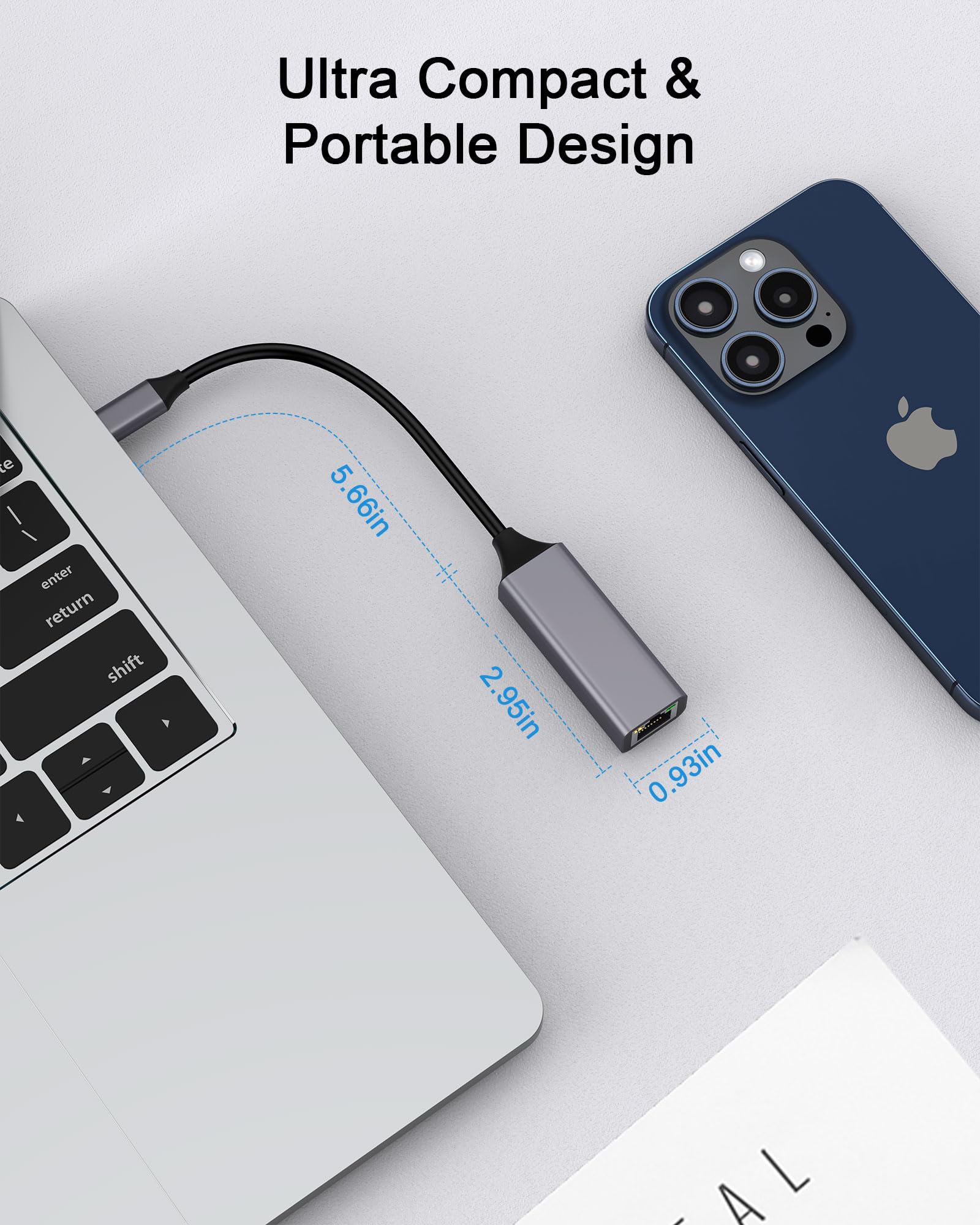 AILKIN Ethernet Adapter USB C, USB Type C 3.1 to RJ45 Dongle Adapter, Portable Gigabit LAN Network Converter to USBC Compatible with iPhone 15 Pro Max, Galaxy S24 Ultra, MacBook Pro/Air, iPad, Switch