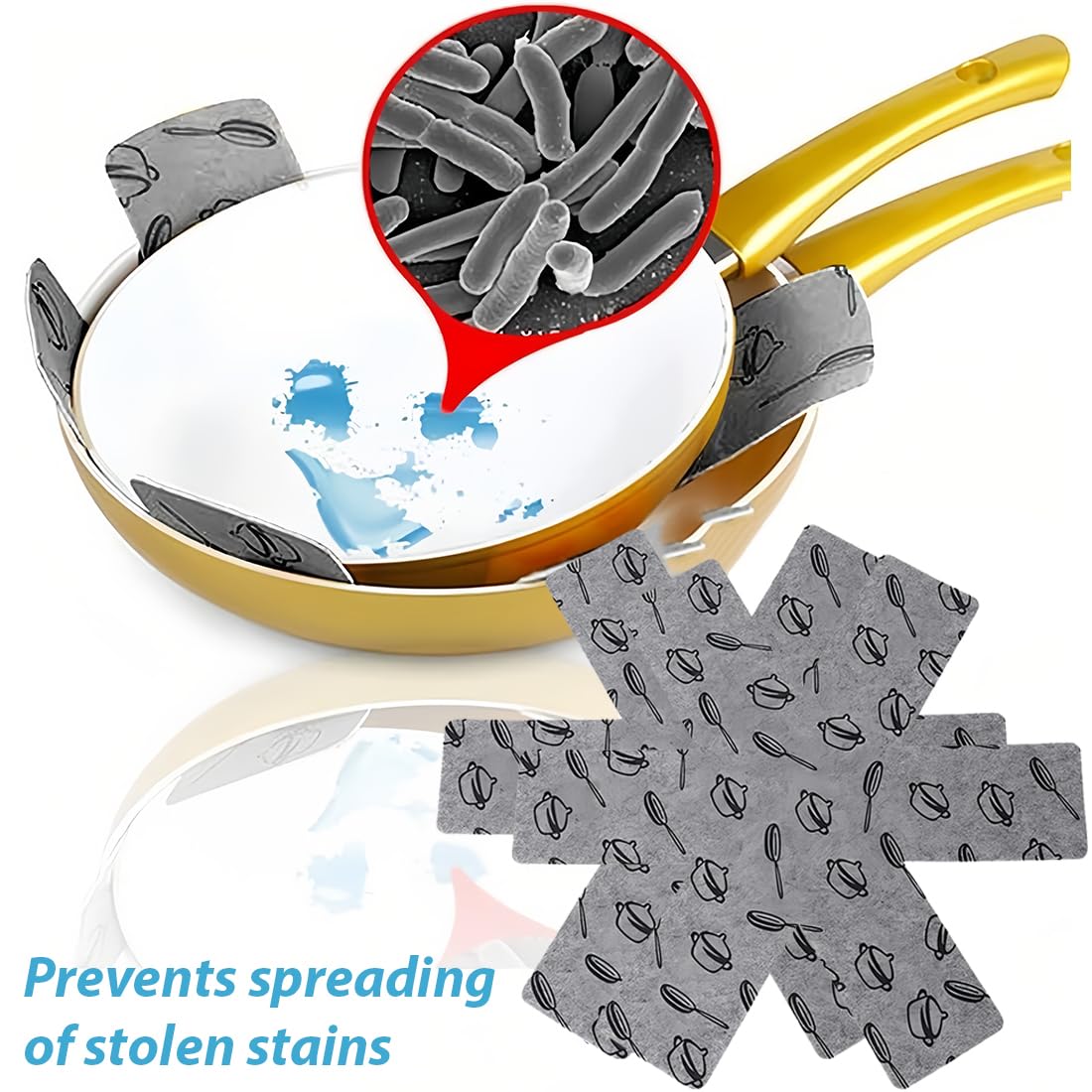 JEYORZY 6 Pcs Protege Sartenes Separadores,Protector de Olla,Antideslizante Almohadillas Separadoras de Tela no Tejidas, colchones de ollas/Resistentes al Calor/Lavables(30/26 / 20 cm)